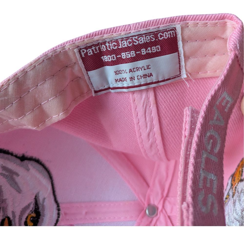 Eagles Pink Baseball Cap Embroidered Bald Eagle Design Patriotic Hat - Picture 5 of 5